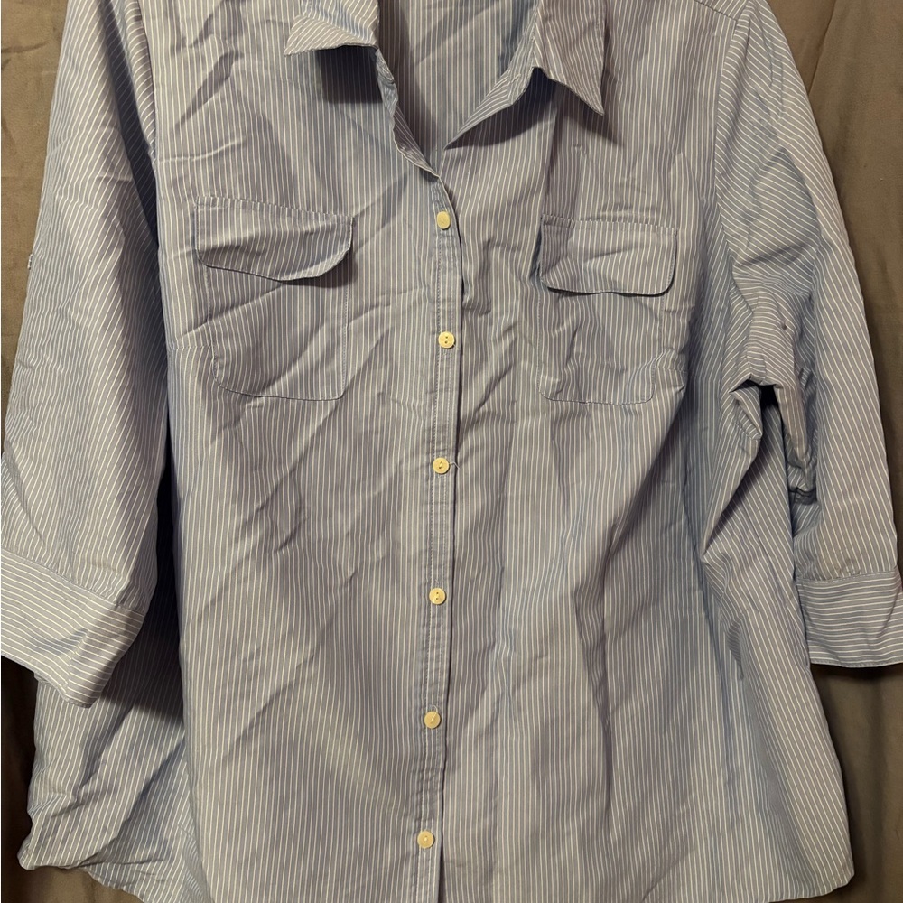 Blue Striped Button-Up Shirt